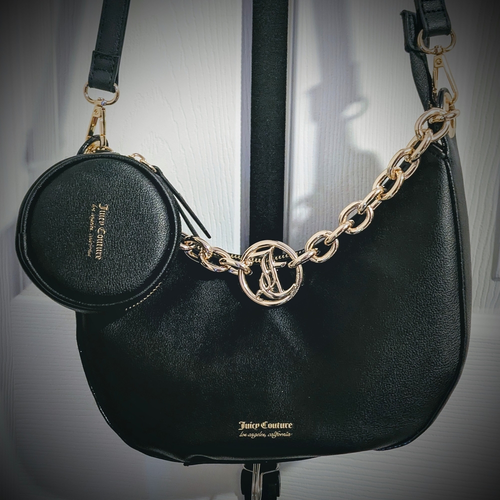 Juicy Couture Black Shoulder Bag with Gold Chain